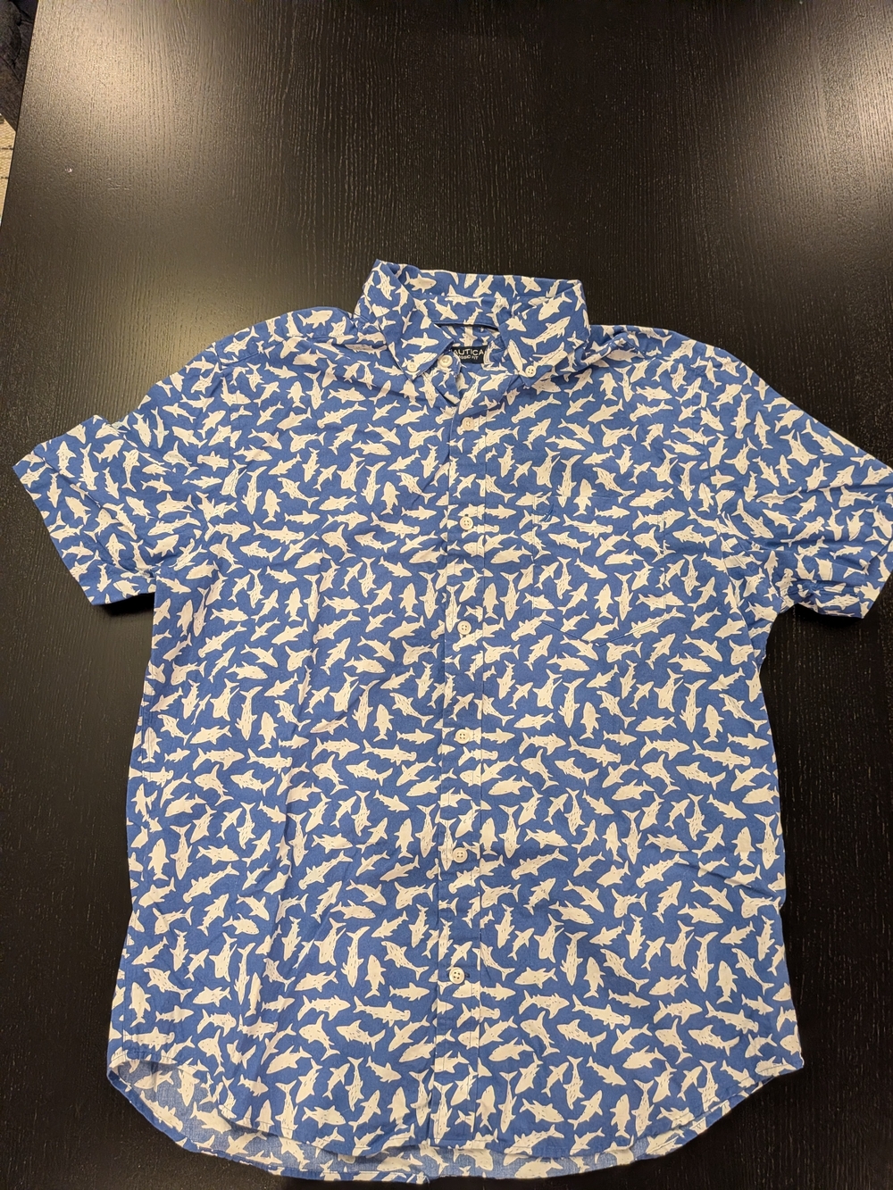 Nautica Blue Shark Print Short Sleeve Shirt - Picture 5 of 10